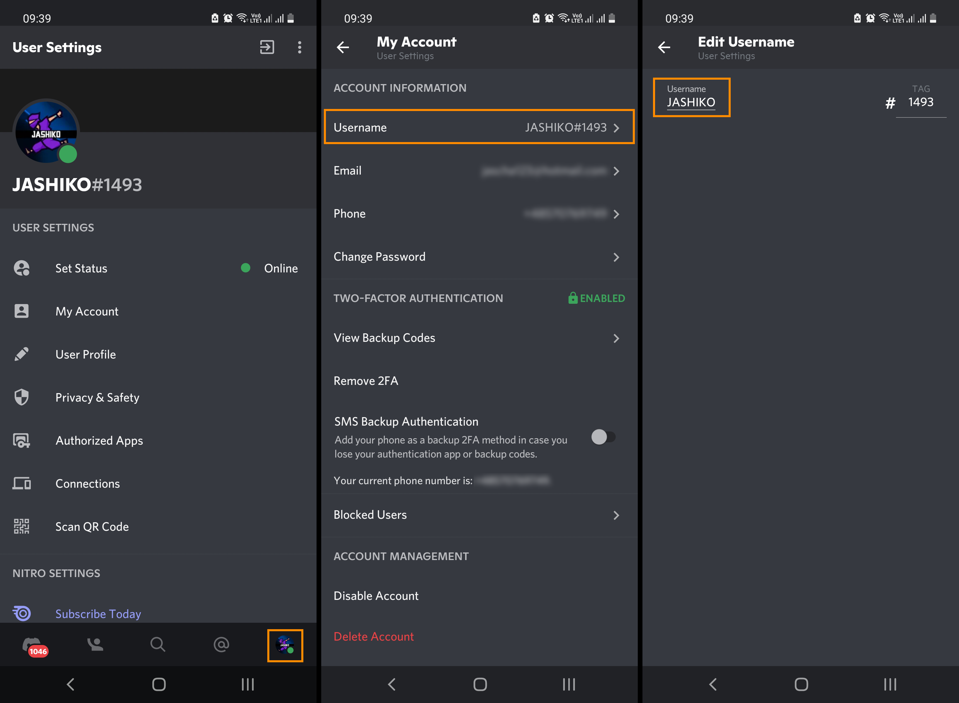 how do you change your discord username on android or ios