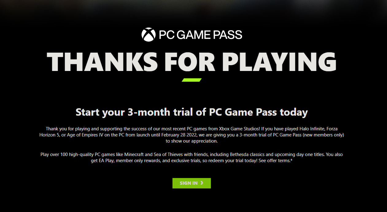 How to get 3 free months of Game Pass PC