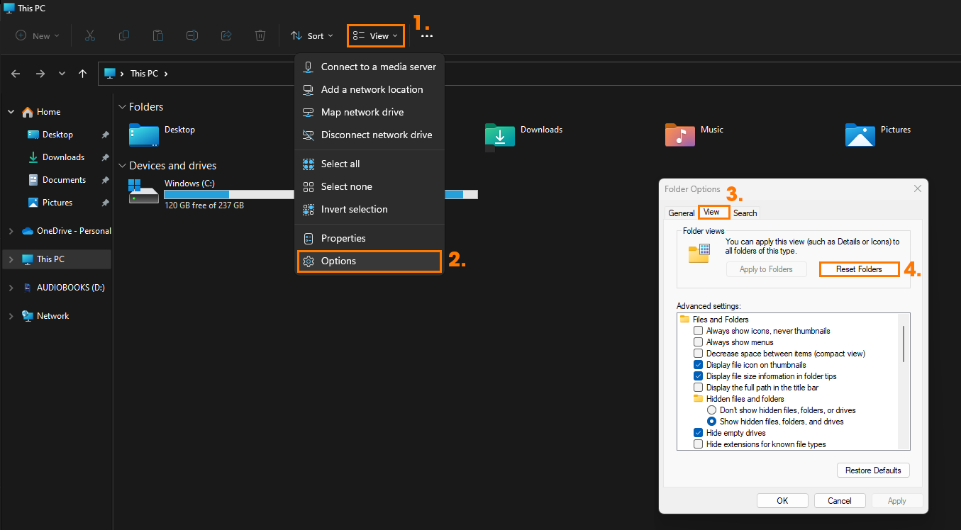 Restore the layout of File Explorer to the default layout, restoring the disk space bars for all drives.