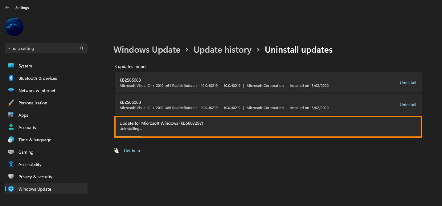 Windows 11 update KB5007297 performance fix