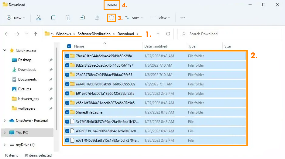 How to delete pending updates folder on windows 11
