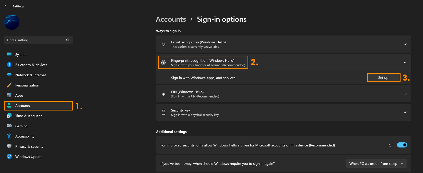 how to sign into windows using fingerprint