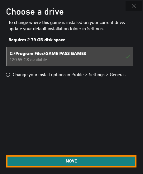 How to move already installed games in the Xbox app