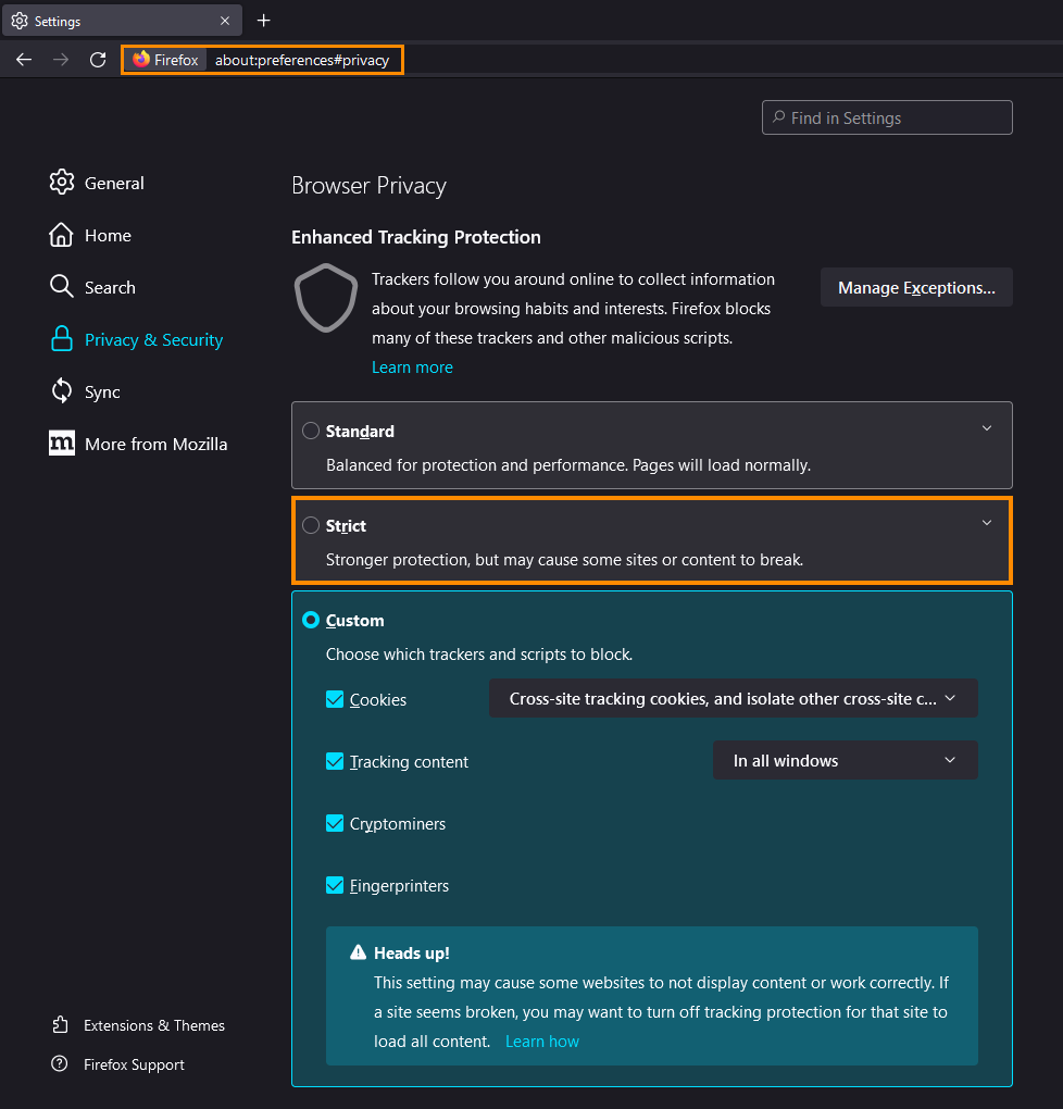 Get Firefox to remove trackers from URLs automatically