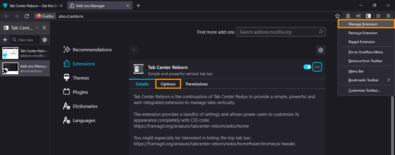 Using the Firefox Tabulator Extension
