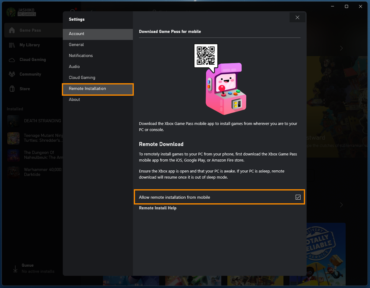 How to enable and use Game Pass Remote installation. Game Pass App