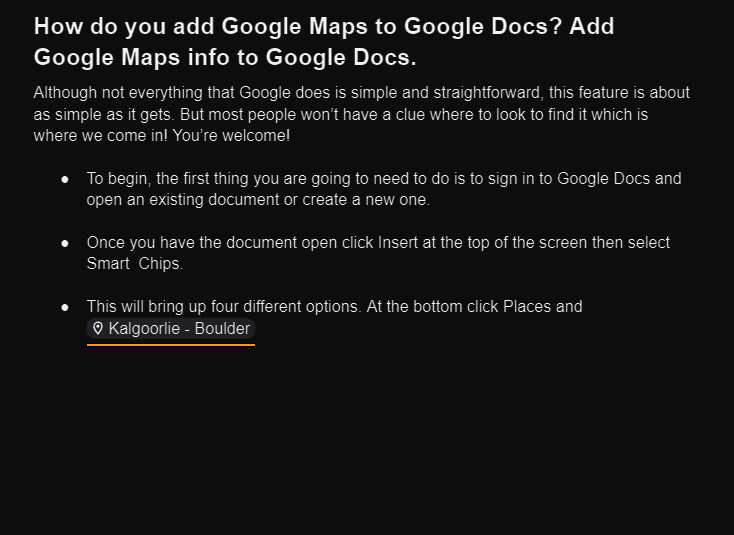 Google maps data in google docs