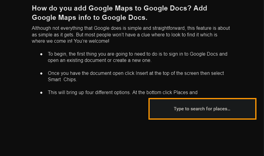 Google Maps in Google docs