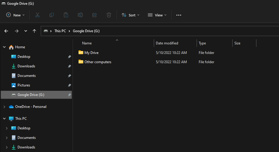 Google drive in file explorer on windows 11