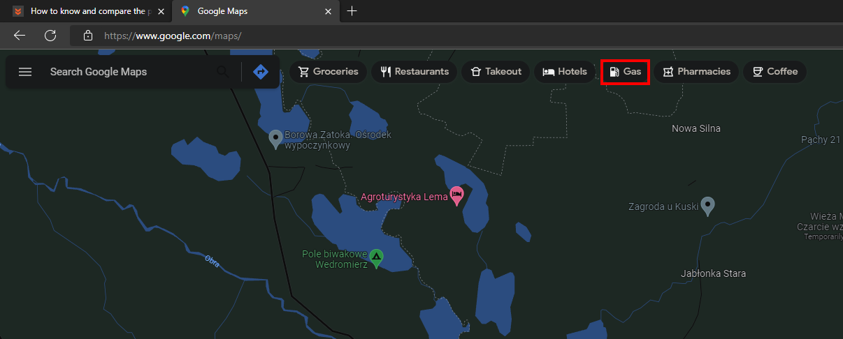 how to find petrol prices on Google Maps