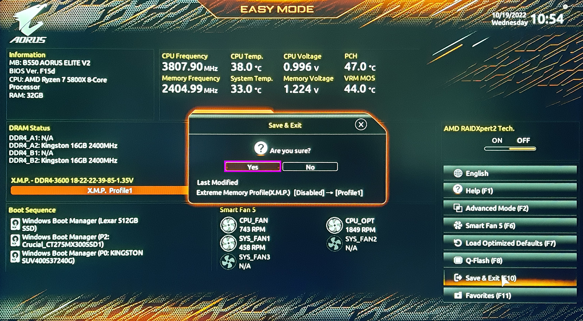 How to enable RAM XMP in the BIOS RAM not showing 3600mhz in Windows