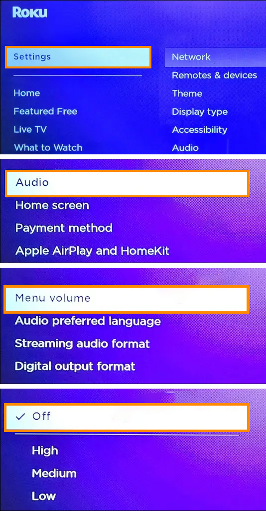 disable annoying roku button press sounds