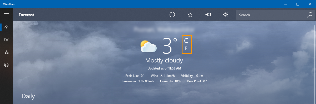weather app not showing right data windows 11