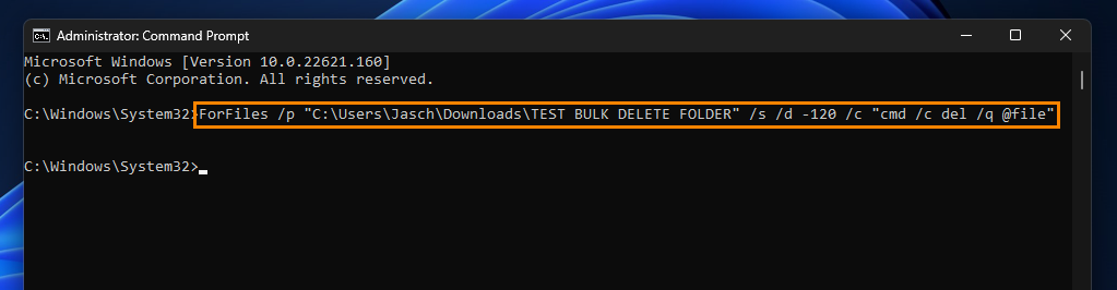 How to bulk delete files by date on Windows 11