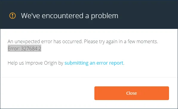 Origin error 327684:2 fix windows 11