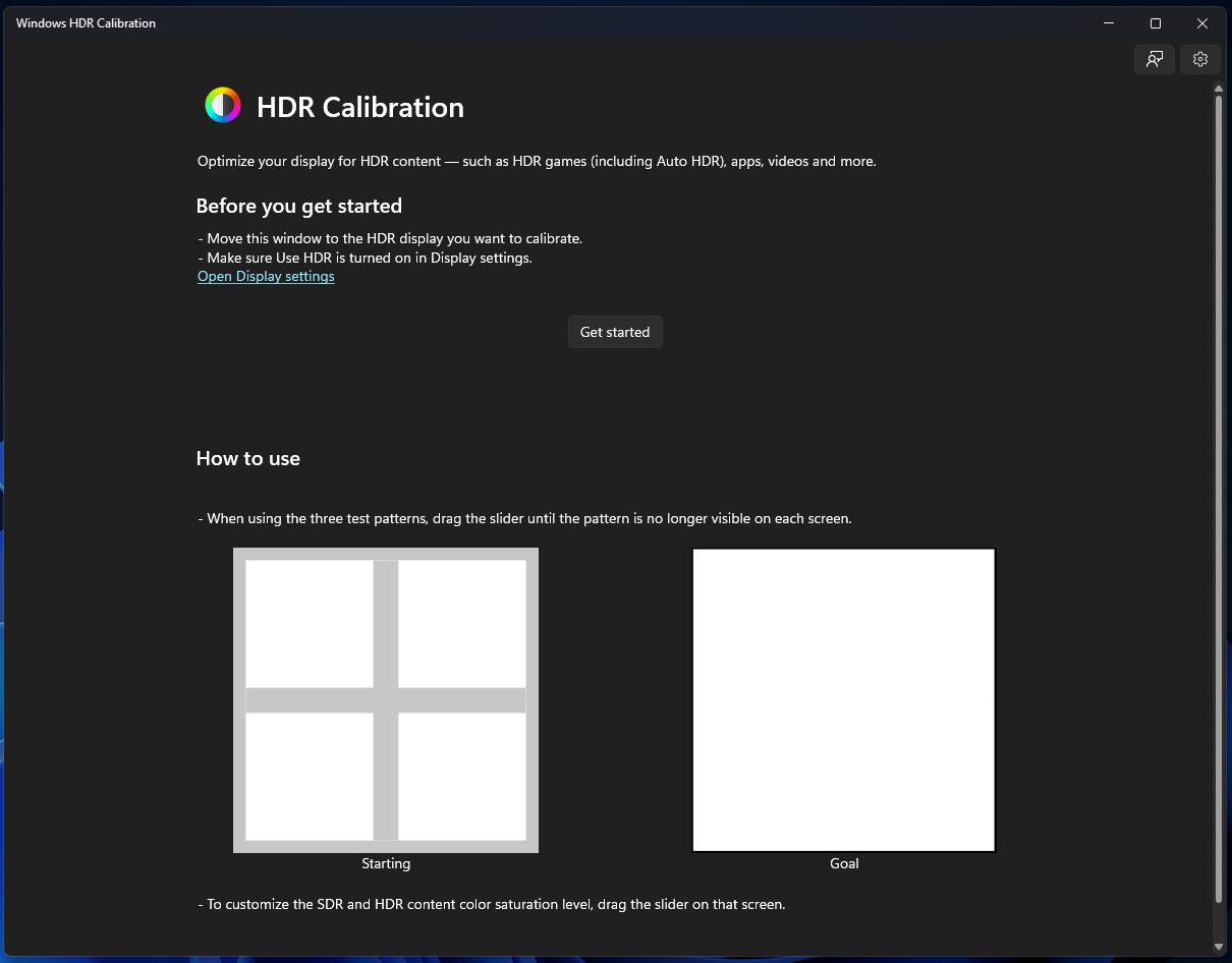 HDR calibration tool for monitors on WIndows