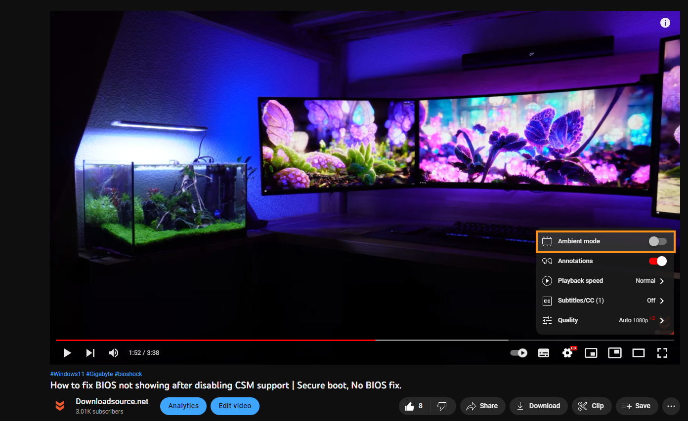 How to disable Ambient Mode on YouTube