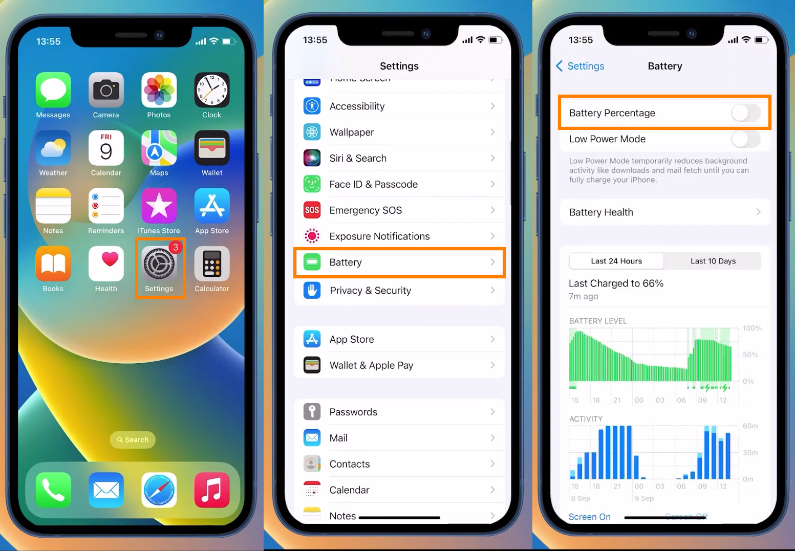 how to add battery number on iphone