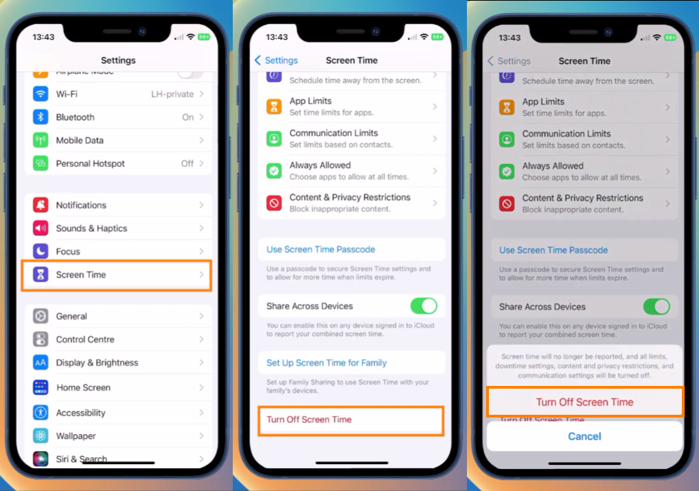 disable Screen Time Notifications on iPhone