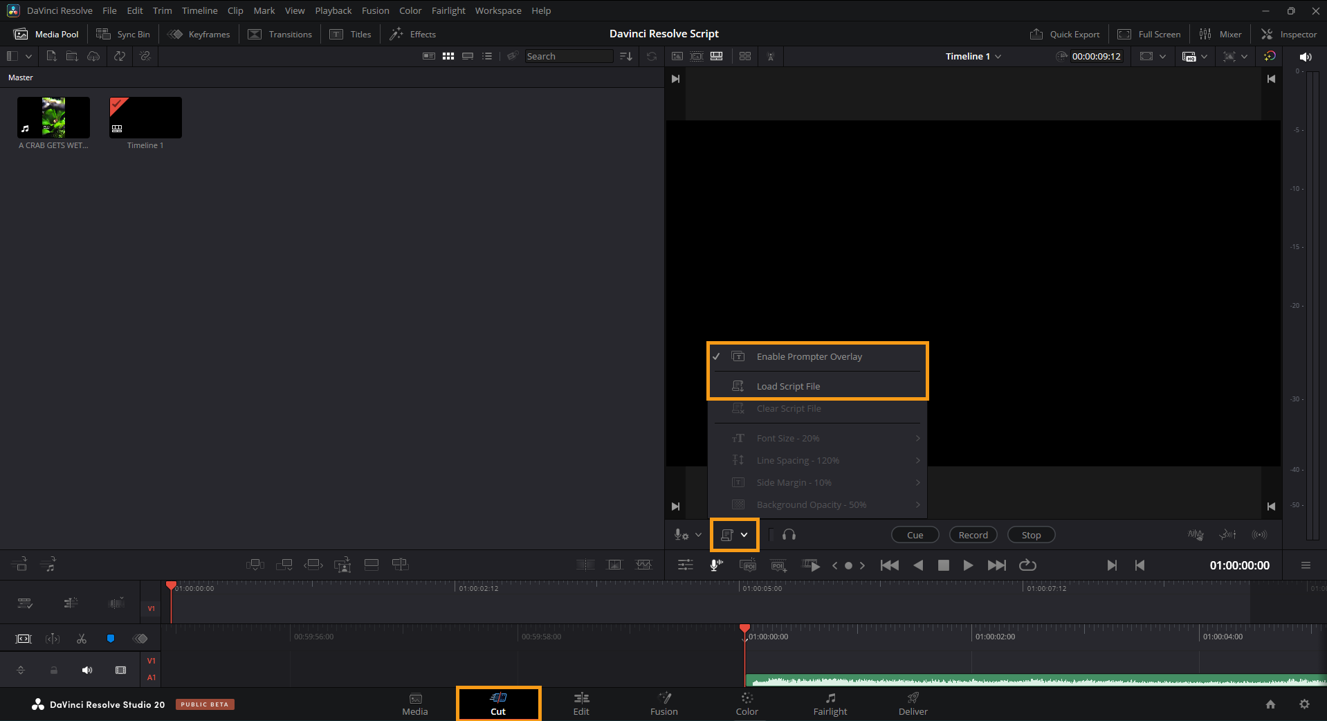 Record Voiceovers and Use IntelliScript in DaVinci Resolve