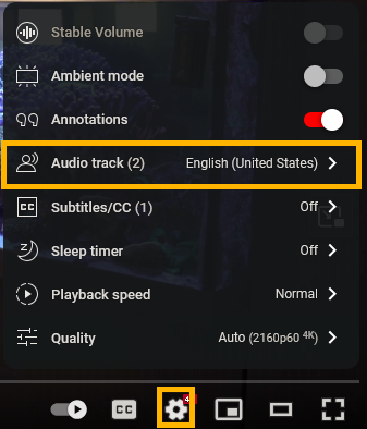 disable all dubbing on youtube