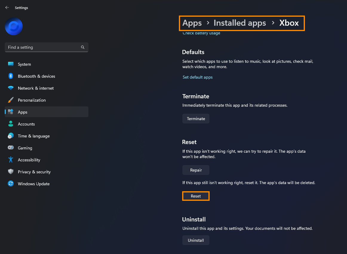 Xbox app error fixes