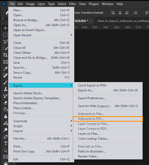 How to Export Artboards in Photoshop 2025