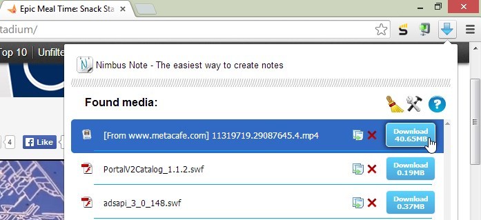 Downloading a video clip using Flash Video Downloader for Chrome