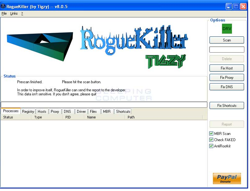 RogueKiller - scanning the computer