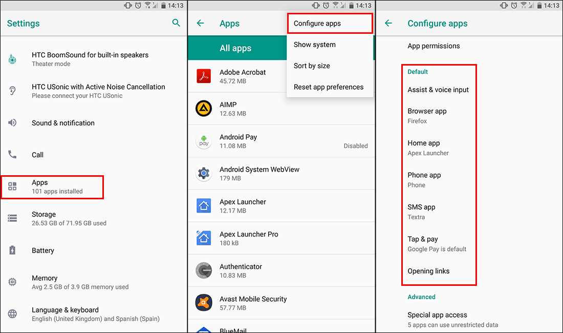 how to change default apps on android devices