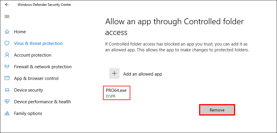 how to add allow apps through controlled folders on context menu
