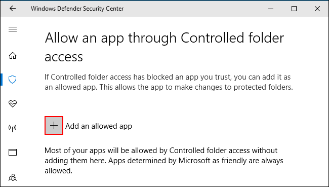 how do you make program exceptions for protected folders in windows defender
