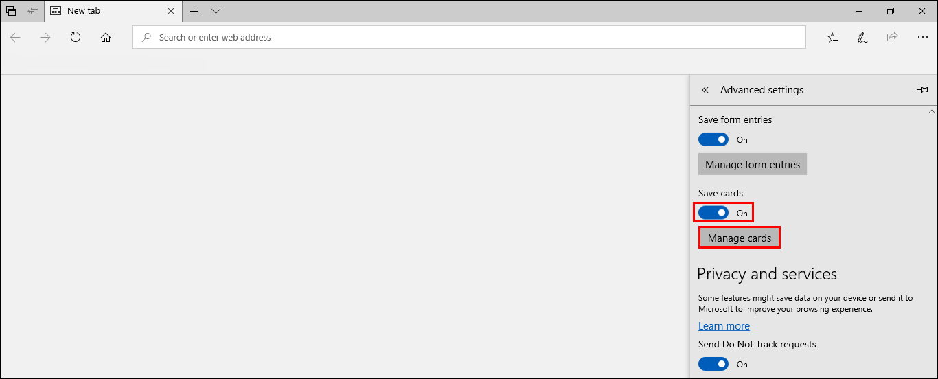 how to stop microsoft edge saving payment information