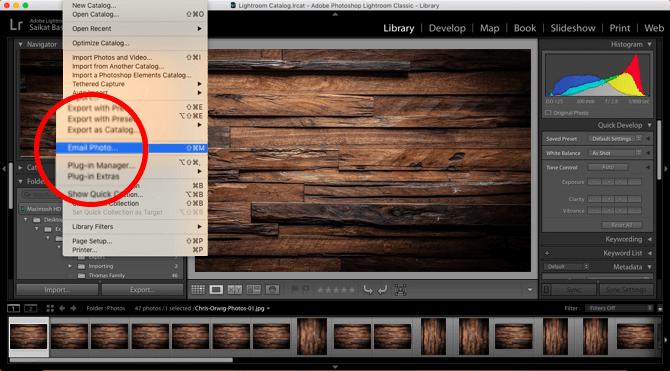 set up emailing from lightroom