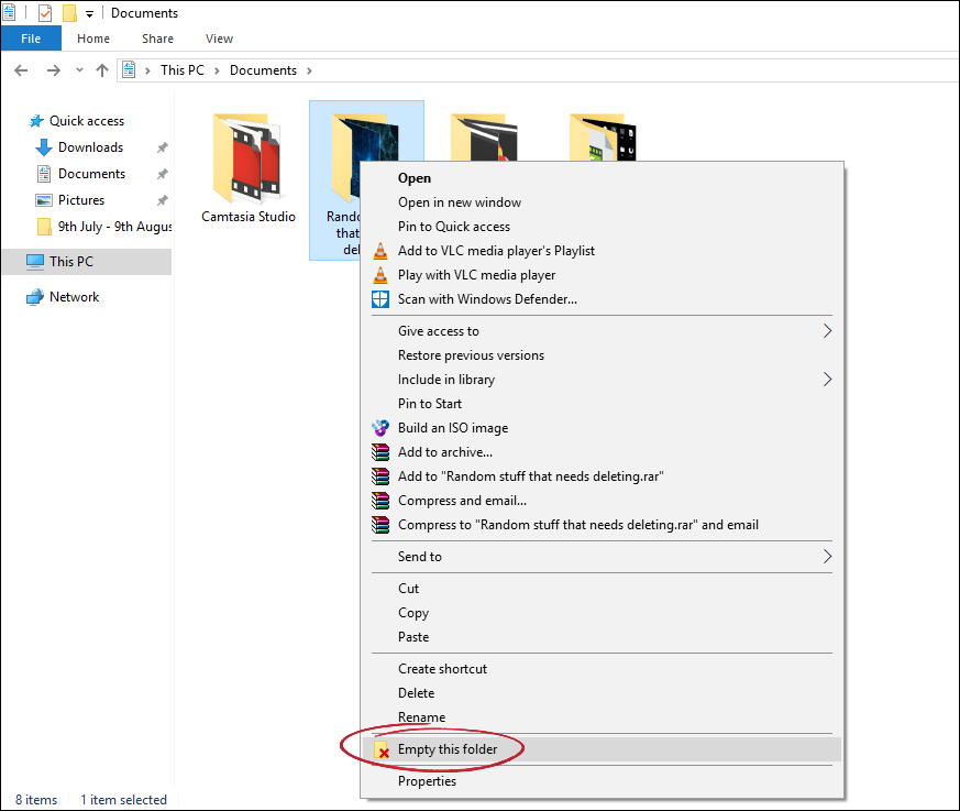 add empty this folder to windows right click menu