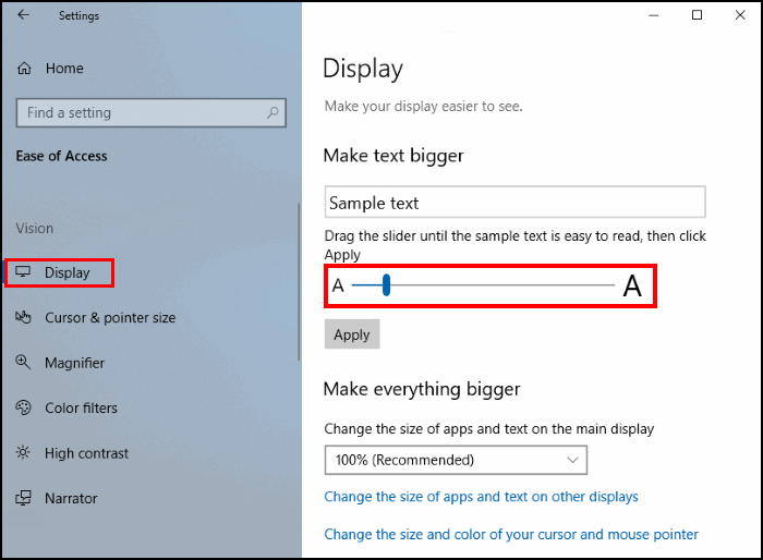 how to make text size bigger in file explorer