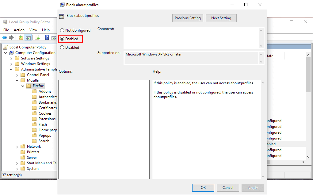 how to edit group policy settings for firefox
