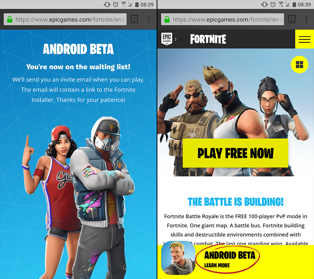 Fortnite Android Beta