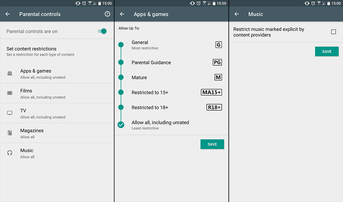 find google play parental control settings