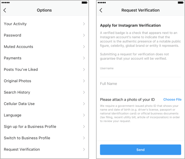 how to verify your instagram account