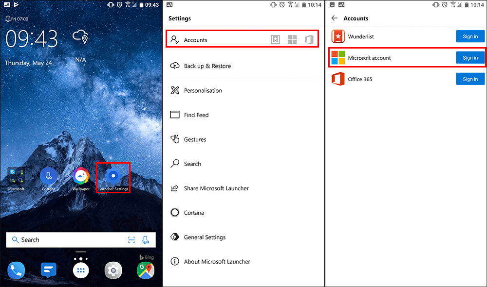 how to setup child tracking on microsoft launcher