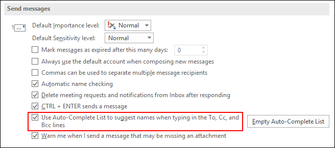how to remove entries from outlook address suggestions
