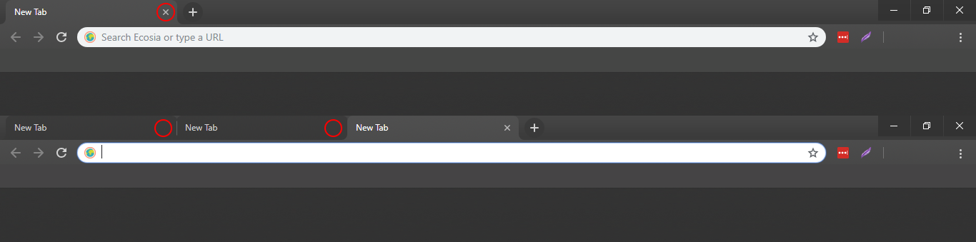 how to hide x in chrome inactive tabs