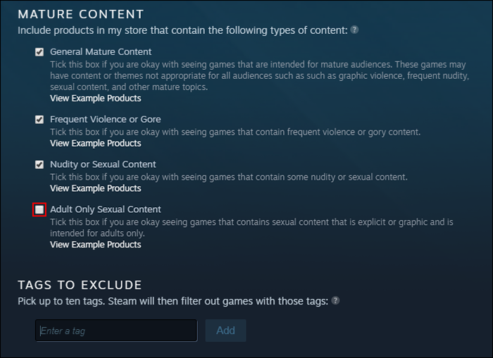 how to make steam show all content