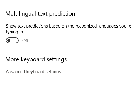 windows 10 text suggestions