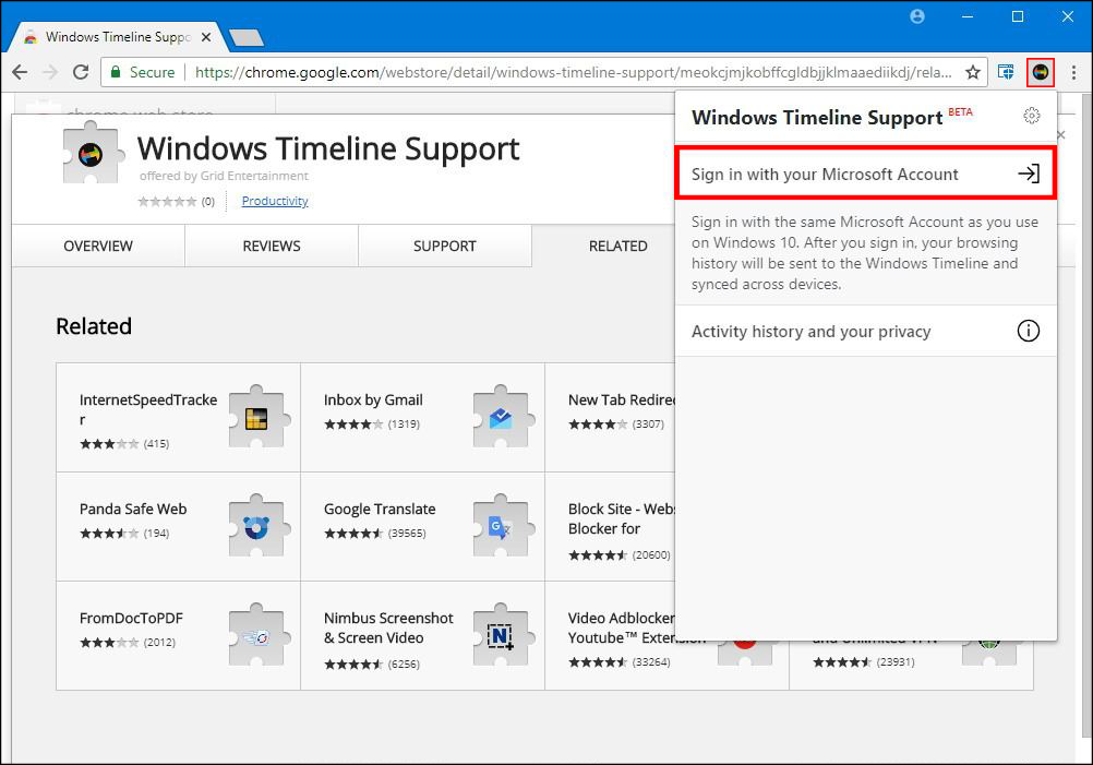 how to add firefox to windows timeline