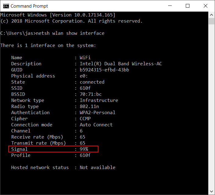 view wifi signal strength as a percentage on windows 