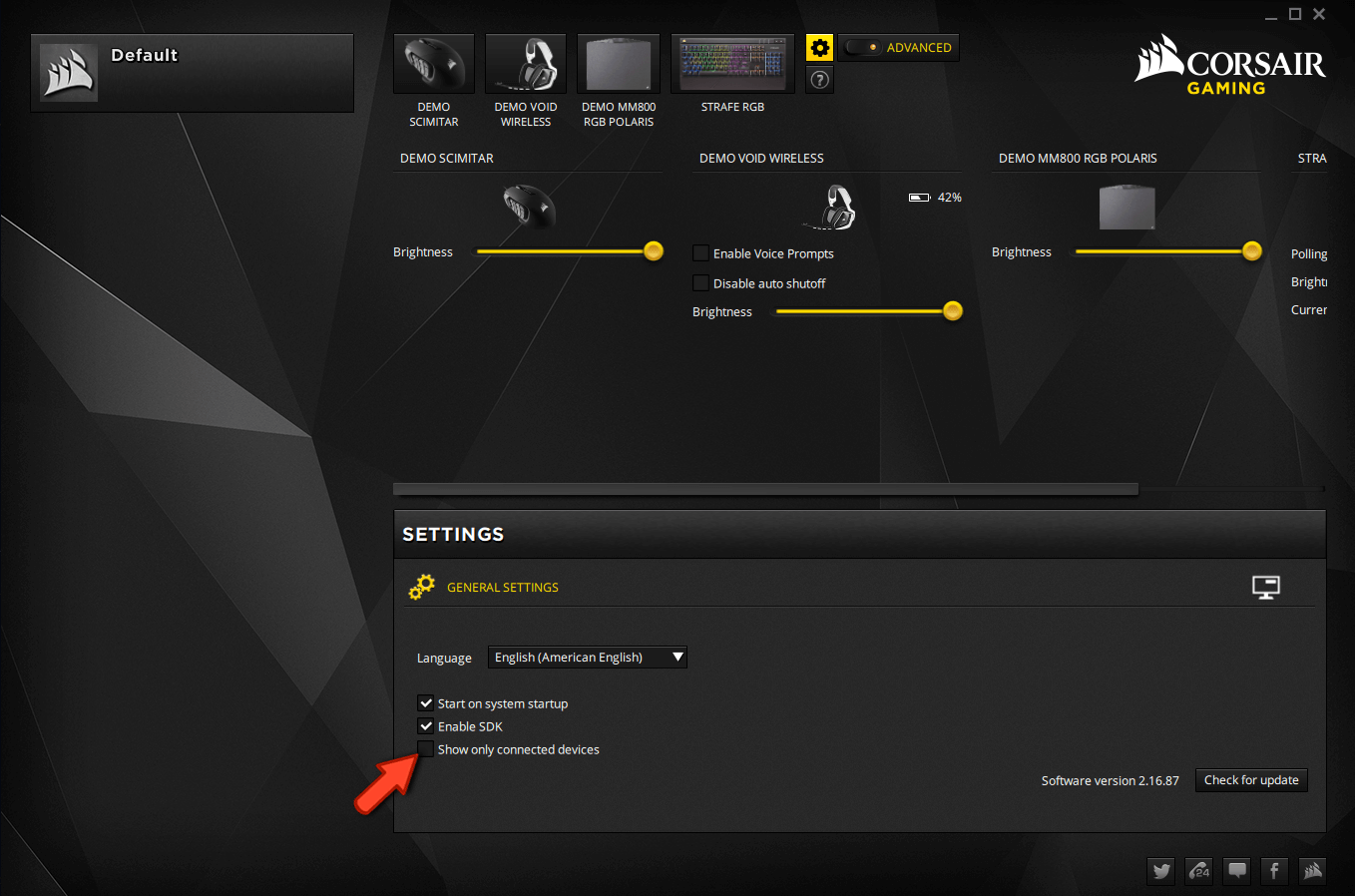 save corsair keyboard settings to device