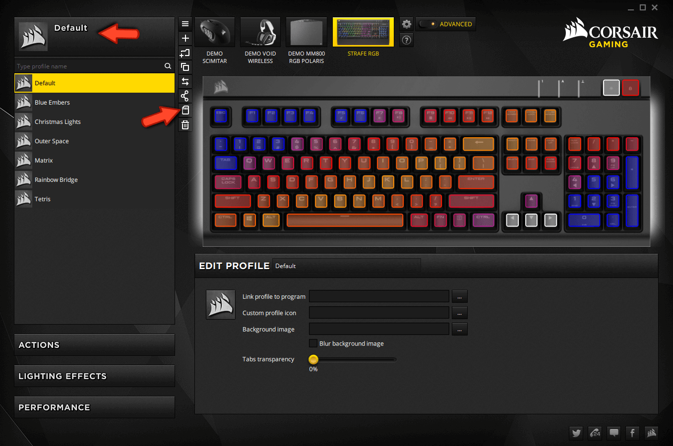 how can you save corsair keyboard settings to keyboard 