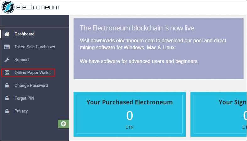 create an electroneum offline wallet